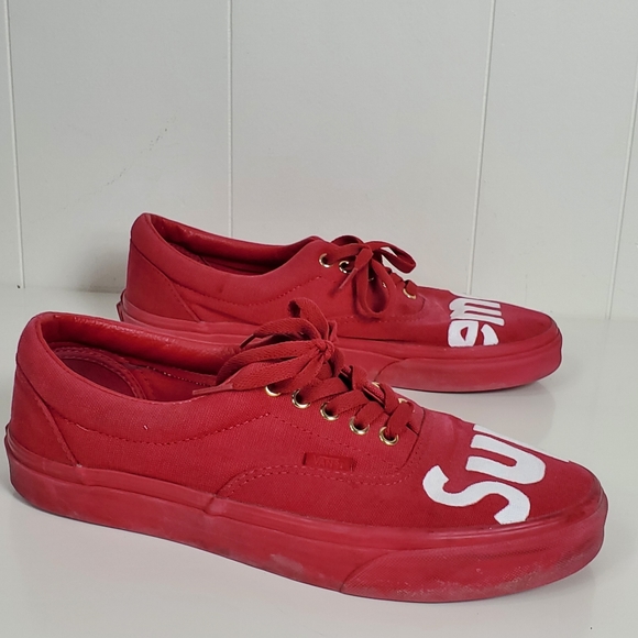 Vans red and white supreme skater sneakers men size 10 - Picture 4 of 12